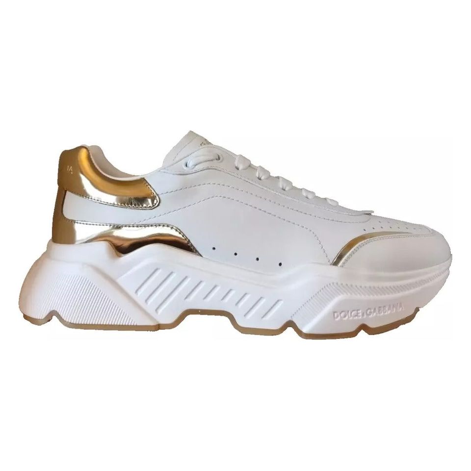 Dolce & Gabbana White Gold DAYMASTER Leather Sneakers Men Shoes