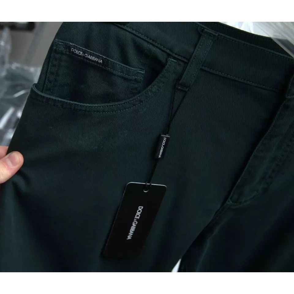 Dolce & Gabbana Green Cotton Stretch Skinny Men Denim Jeans