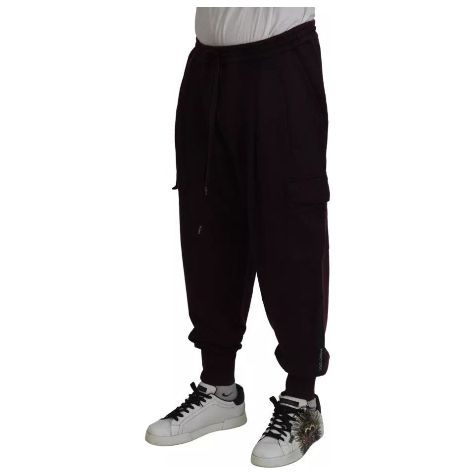 Dolce & Gabbana Bordeaux Cotton Cargo Jogger Sweatpants Pants