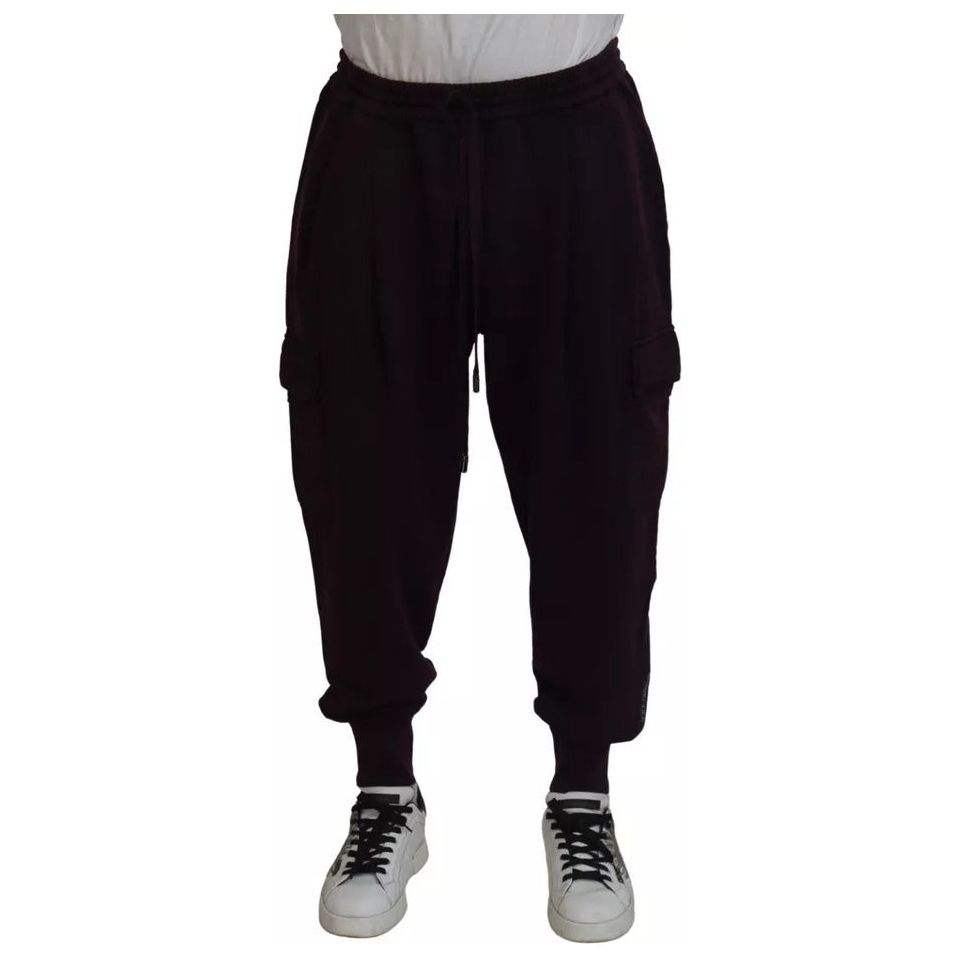 Dolce & Gabbana Bordeaux Cotton Cargo Jogger Sweatpants Pants