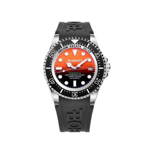 Bobroff Black Rubber Watch Bobroff Tan