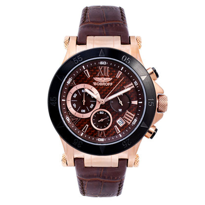 Bobroff Brown Leather Dress Watch