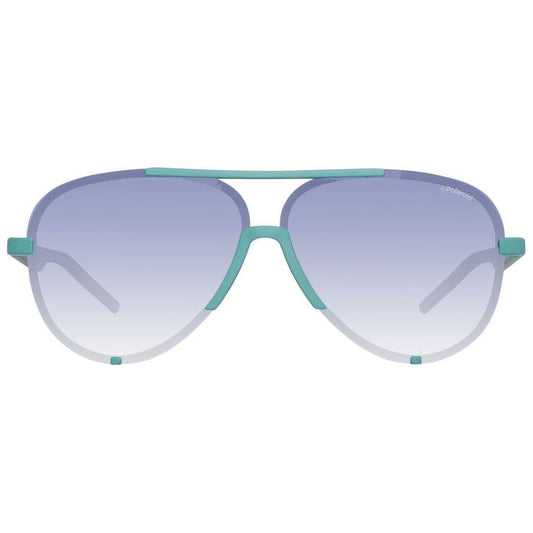 Polaroid green acetate sunglasses with gradient lenses and metal accents, unisex design, lens size 60mm, bridge 8mm, temple 140mm, protection 3.