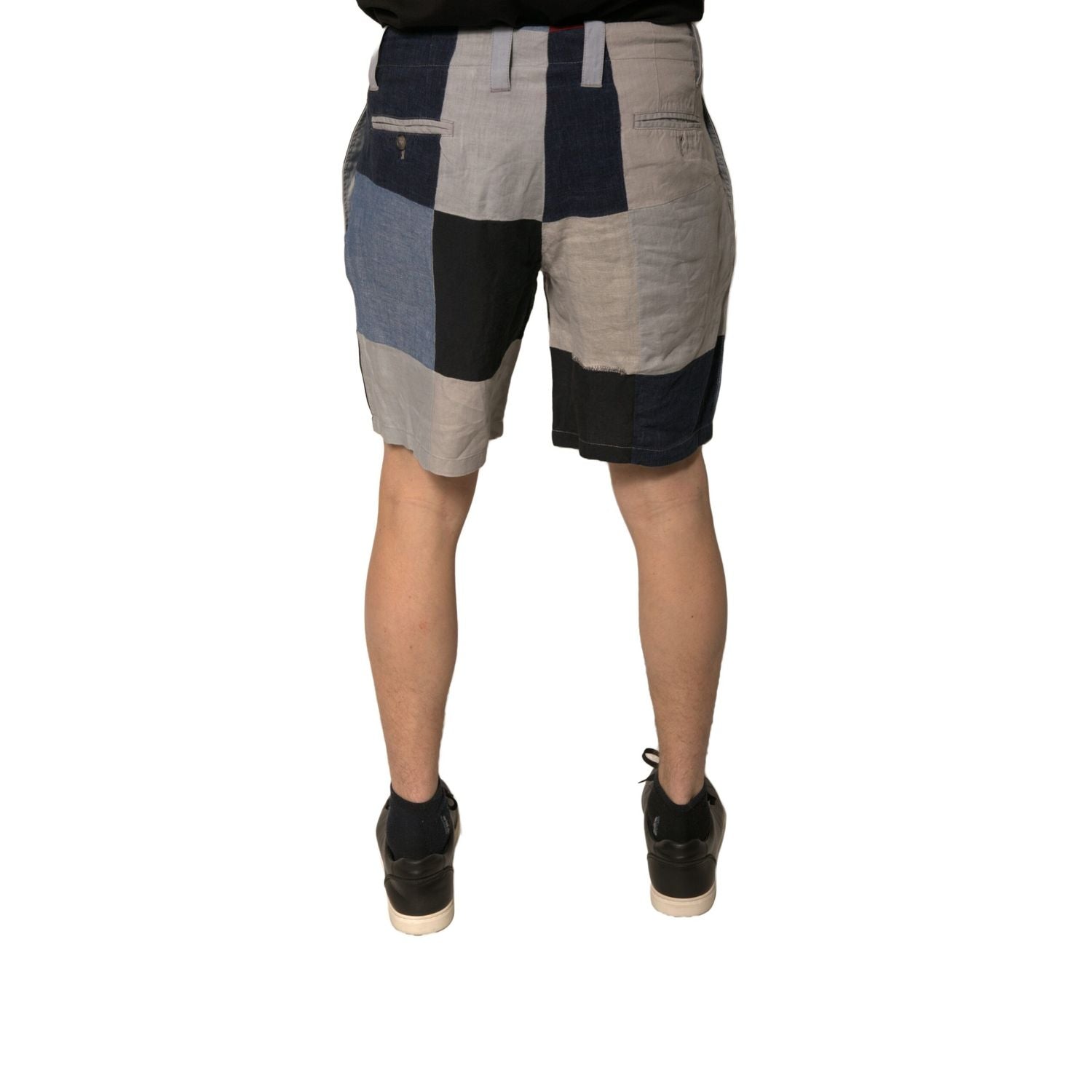 Dolce & Gabbana Multicolor Patchwork Linen Men Chino Shorts