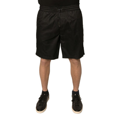 Dolce & Gabbana Black Polyester Jersey Mid Waist Shorts