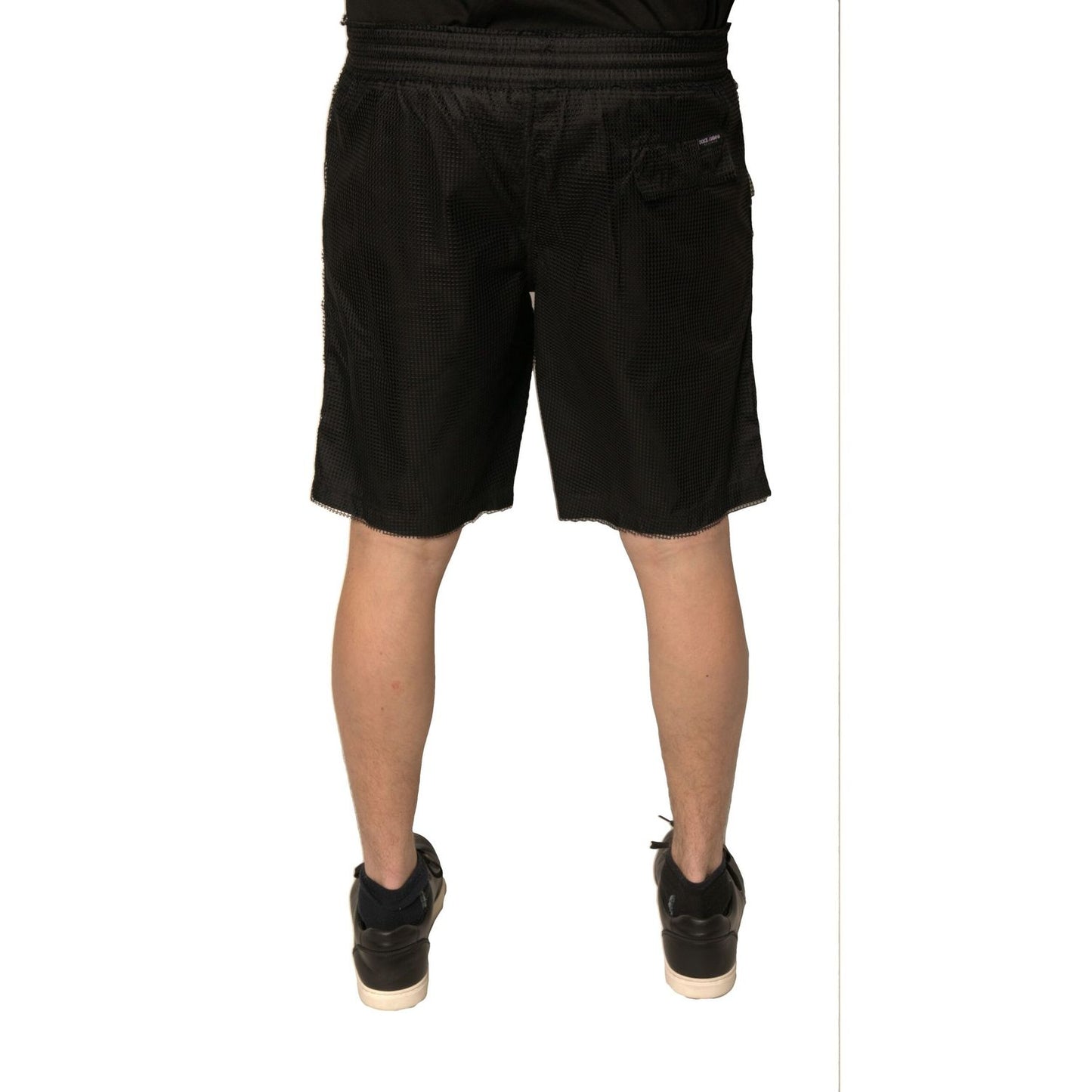 Dolce & Gabbana Black Polyester Jersey Mid Waist Shorts