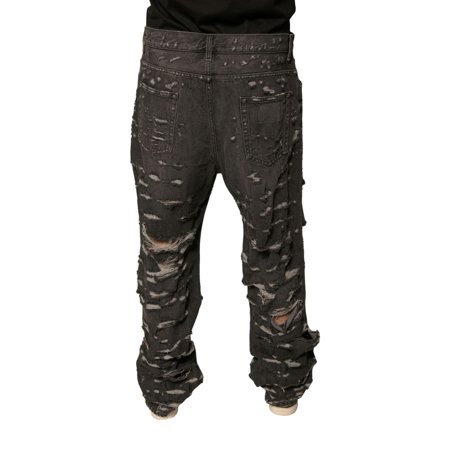 Dolce & Gabbana Gray Tattered Cotton Straight Men Denim Jeans