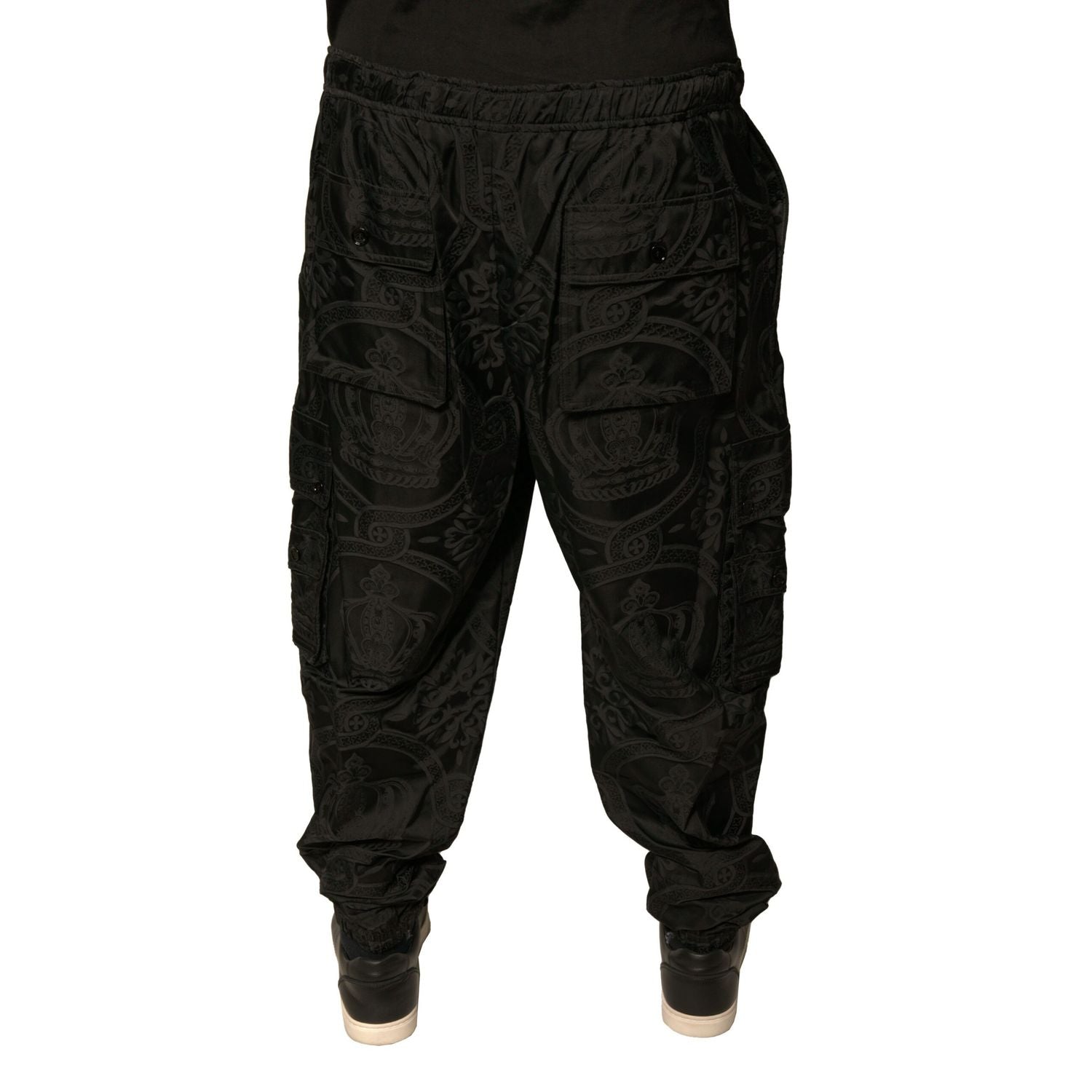 Dolce & Gabbana Black Crown Nylon Jogger Sweatpants Pants