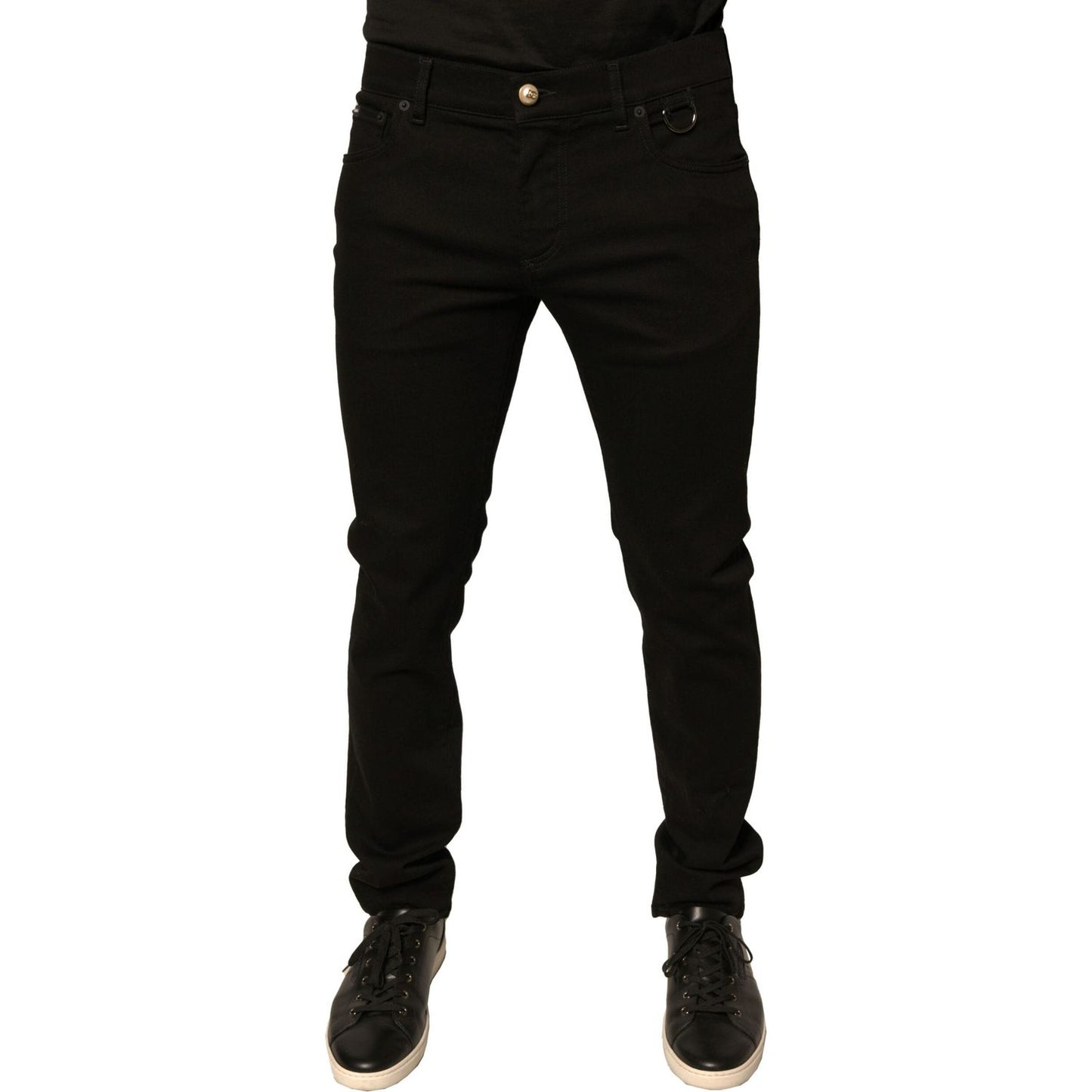 Dolce & Gabbana Black Logo Cotton Stretch Skinny Denim Jeans