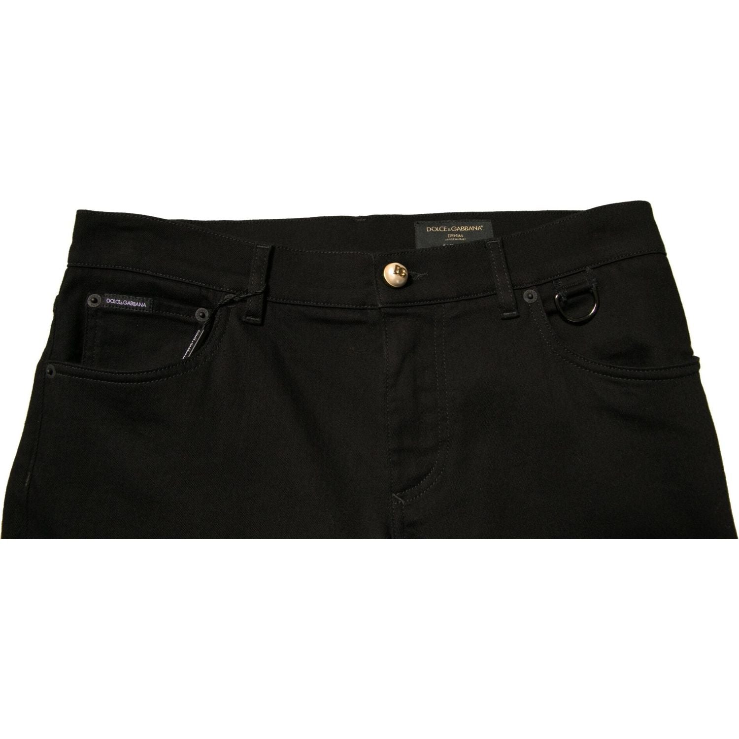 Dolce & Gabbana Black Logo Cotton Stretch Skinny Denim Jeans