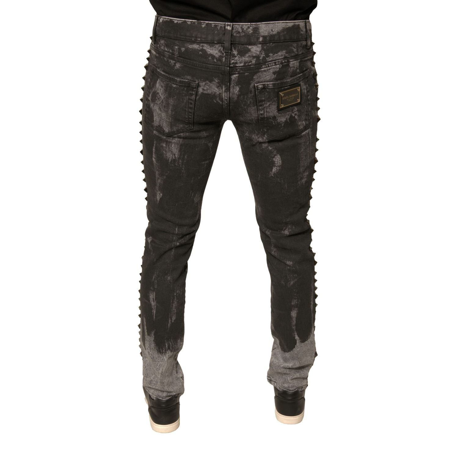 Dolce & Gabbana Gray Embellished Cotton Skinny Denim Jeans