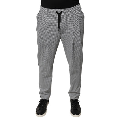 Dolce & Gabbana Black White Houndstooth Skinny Dress Pants