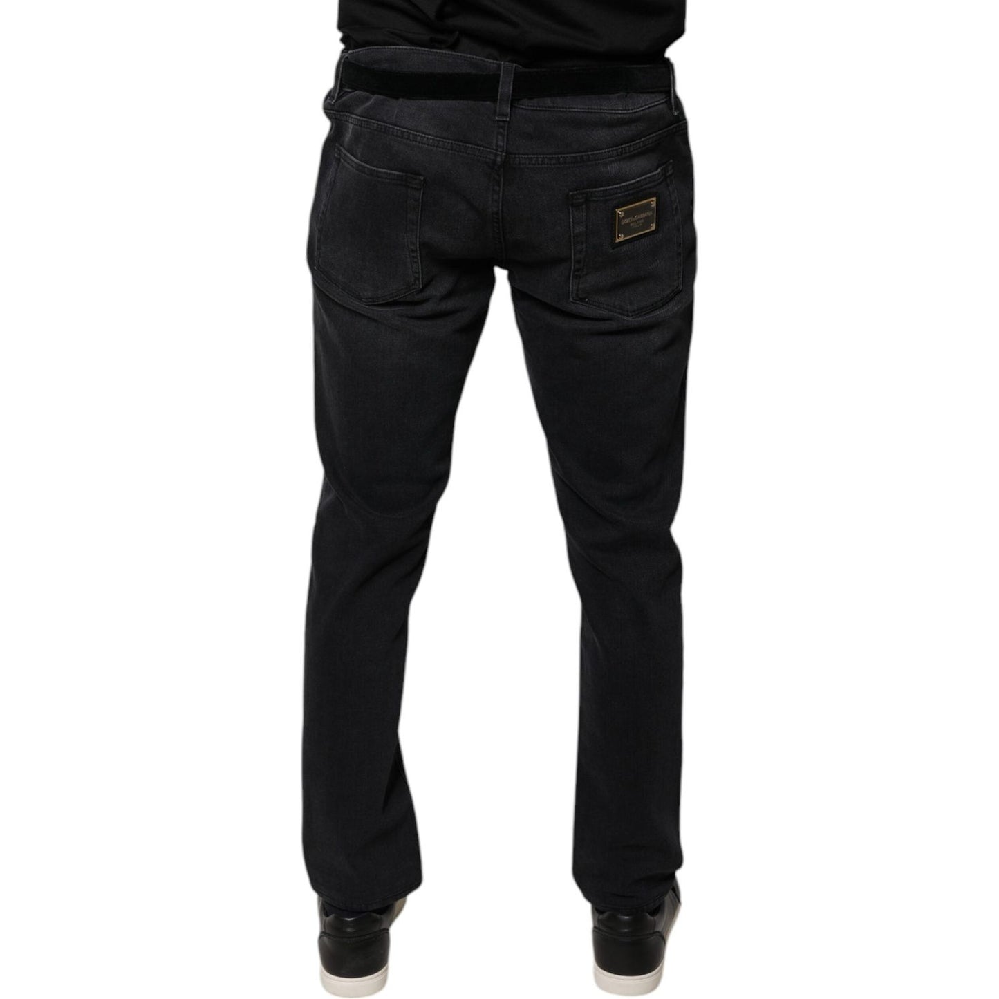 Dolce & Gabbana Black Logo Cotton Stretch Skinny Denim Jeans