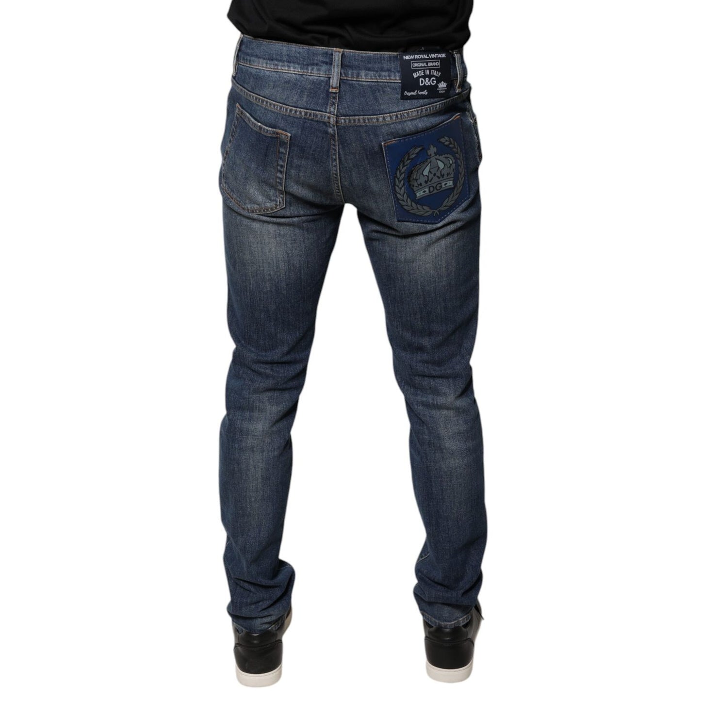 Dolce & Gabbana Blue DG Crown Logo Cotton Skinny Denim Jeans