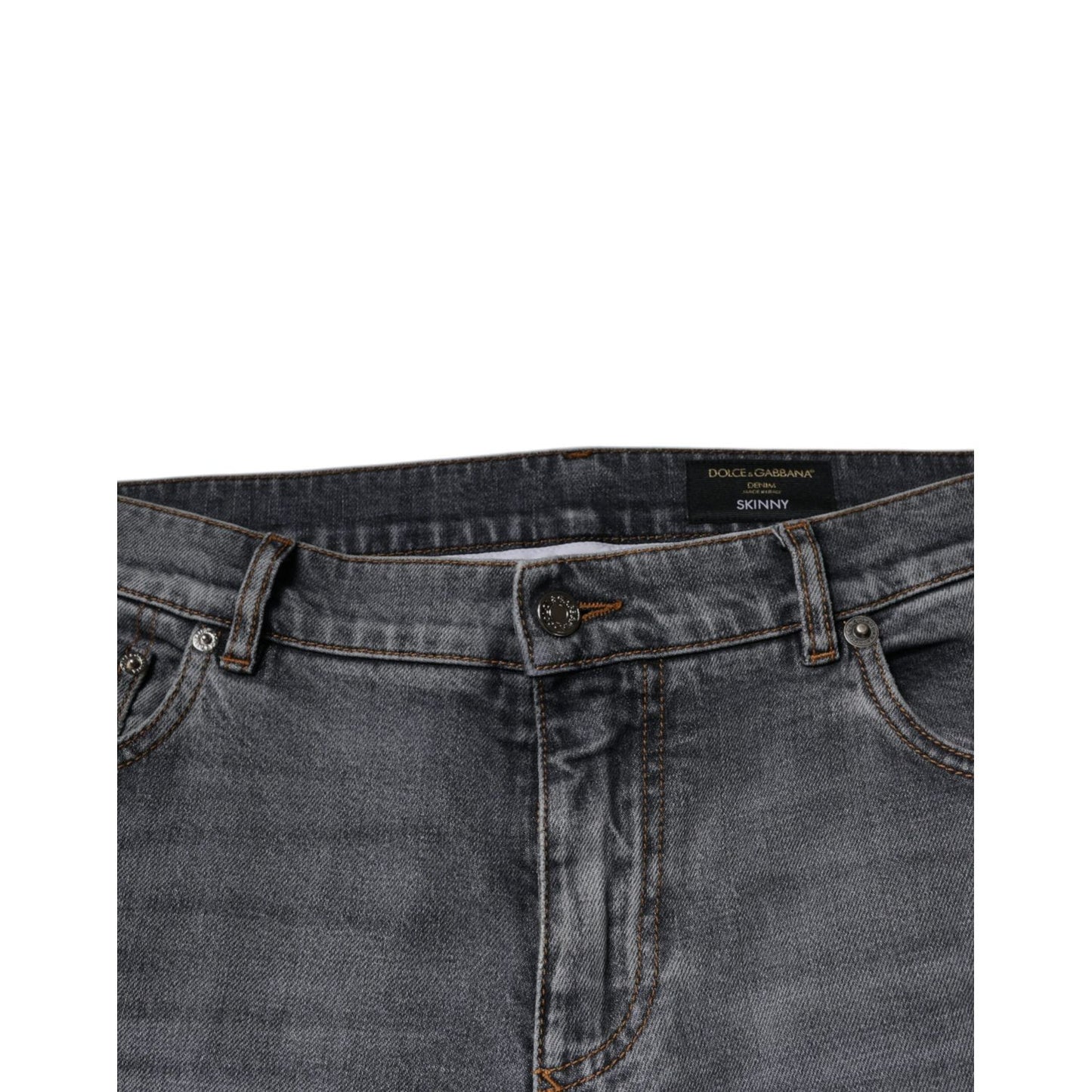 Dolce & Gabbana Gray Logo Cotton Stretch Skinny Denim Jeans