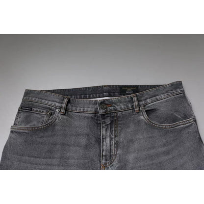 Dolce & Gabbana Gray Logo Cotton Stretch Skinny Denim Jeans