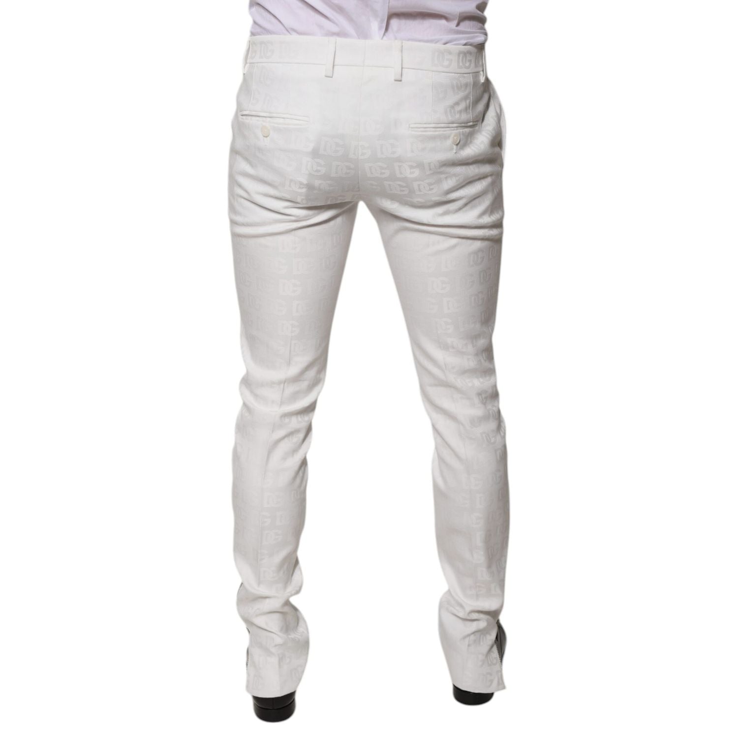 Dolce & Gabbana White Cotton Tapered Formal Dress Pants