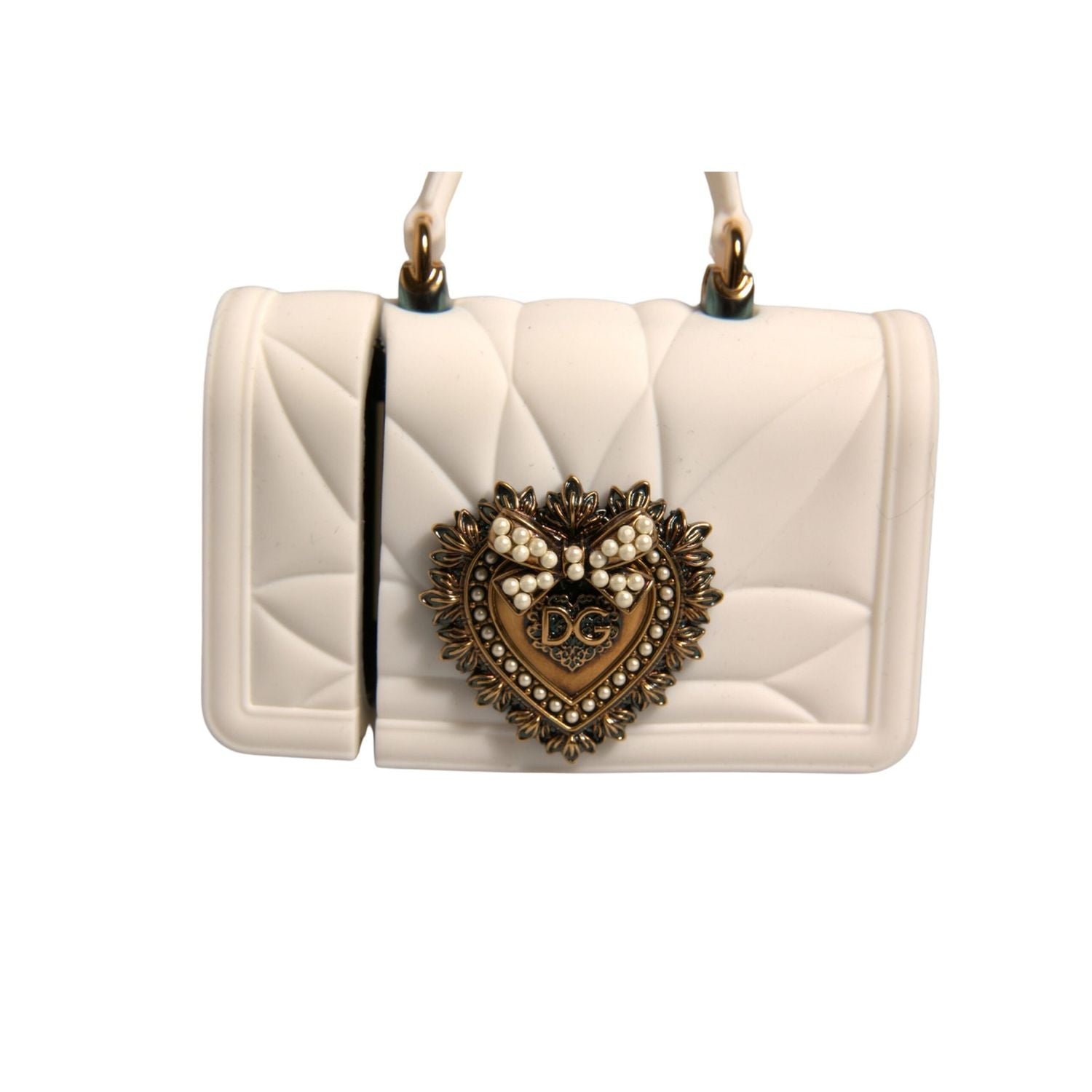 Dolce & Gabbana White Silicone Devotion Heart Cover Hand Bag Airpod Case