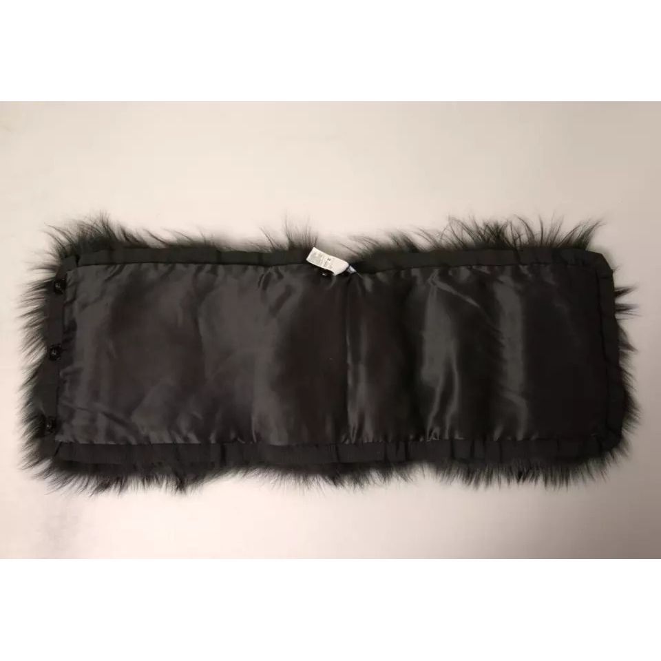 Dolce & Gabbana Black Fur Shoulder Collar Wrap Shawl Scarf