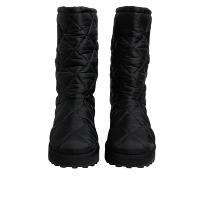 Dolce & Gabbana Black Polyester Padded Mid Calf Boots Winter Shoes