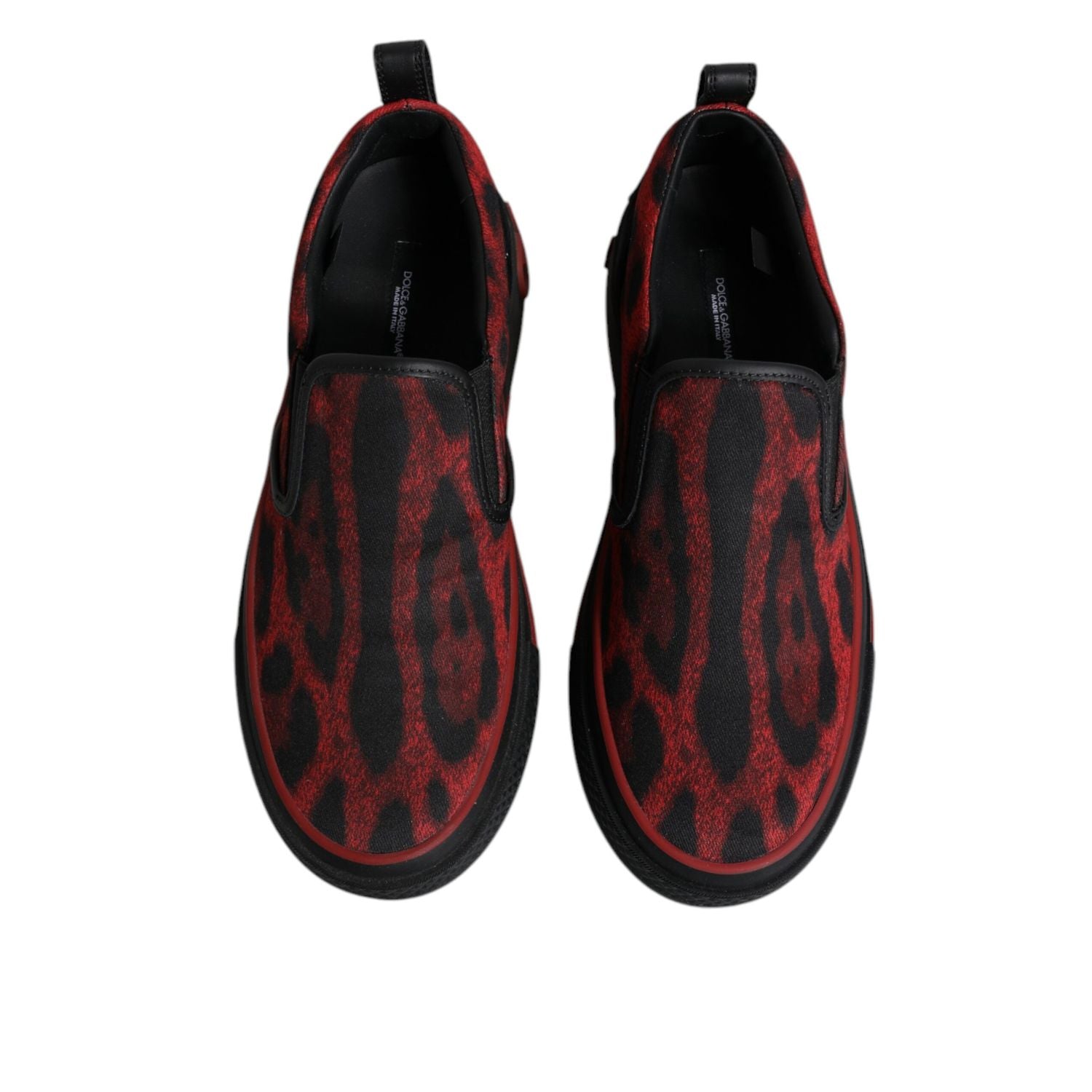 Dolce & Gabbana Red Black Leopard Cotton Men Low Top Sneakers Shoes