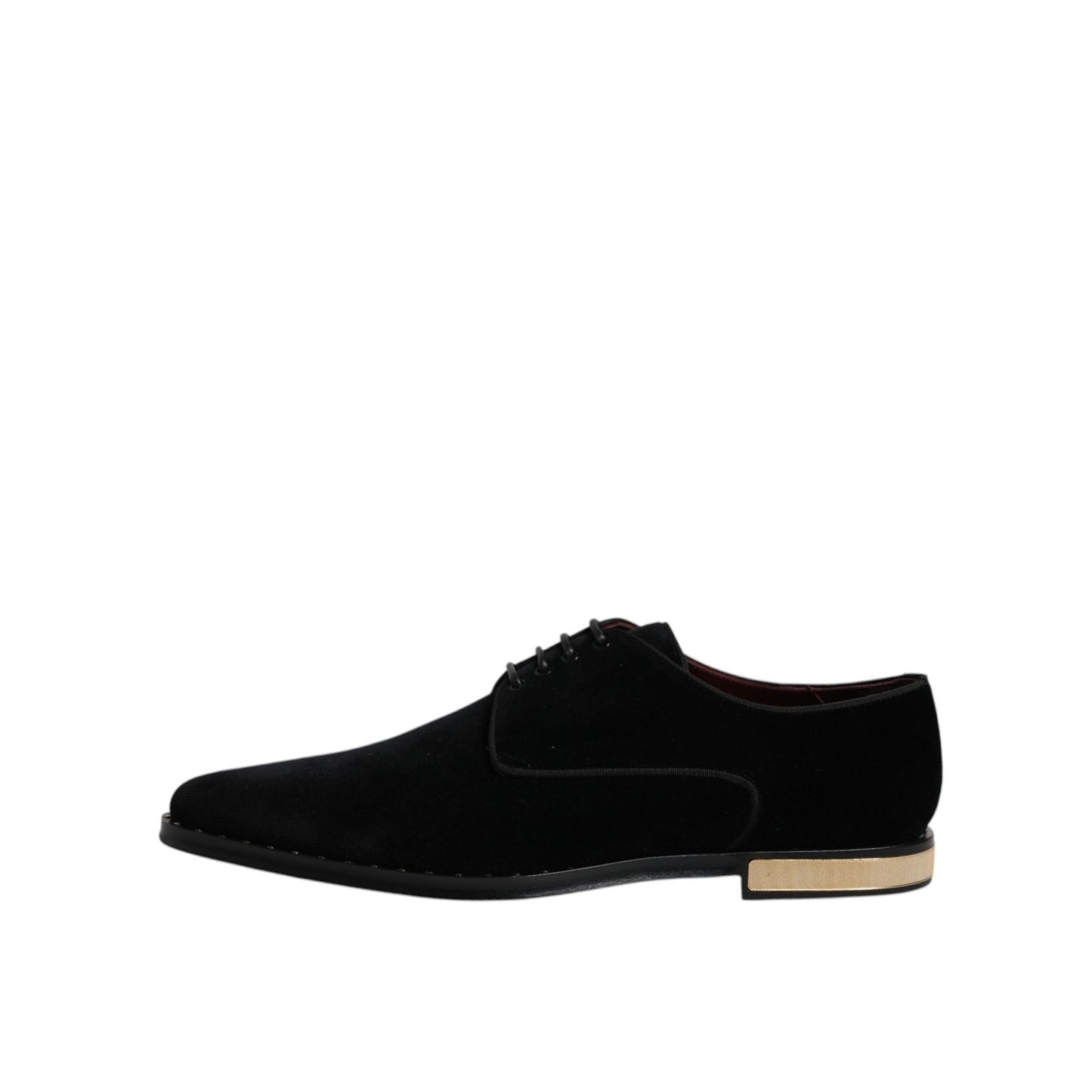 Dolce & Gabbana Black Velvet Cotton Lace Up Derby Shoes