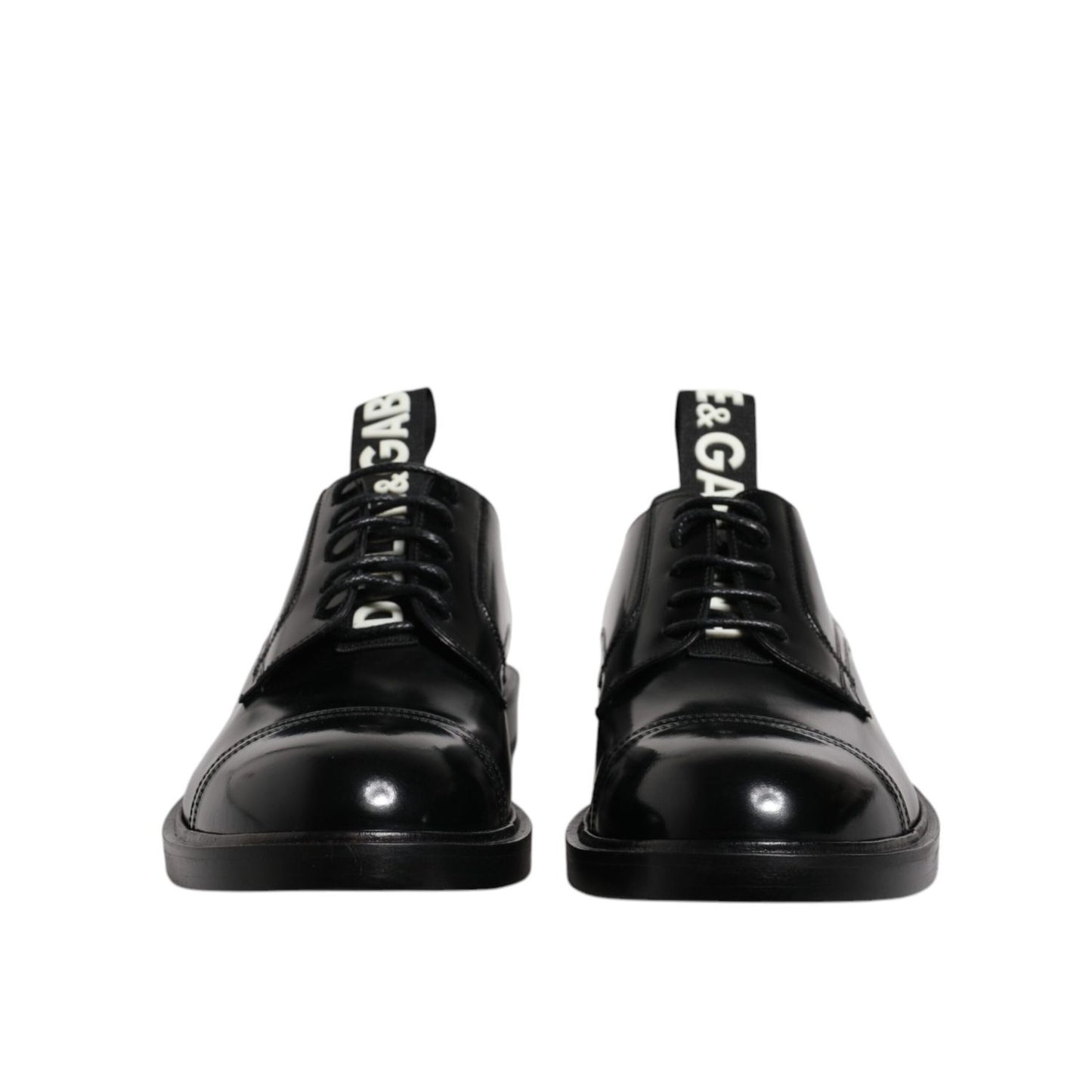 Dolce & Gabbana Black Patent Leather Derby Lace Up Formal Dress Shoes