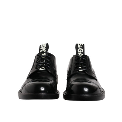 Dolce & Gabbana Black Patent Leather Derby Lace Up Formal Dress Shoes