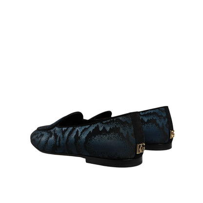 Dolce & Gabbana Blue Black Flats Men Loafers Dress Shoes