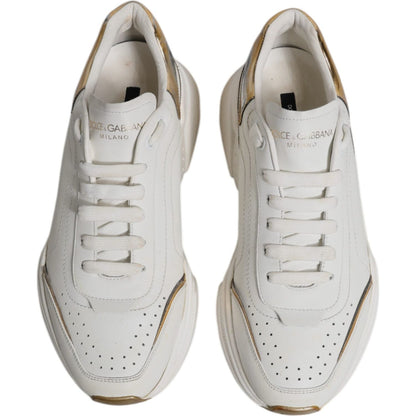 Dolce & Gabbana White Gold DAYMASTER Leather Sneakers Shoes