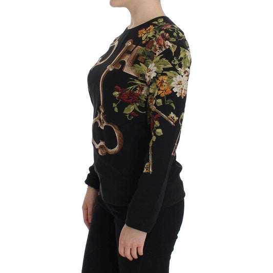 Dolce & Gabbana Elegant Medieval Print Silk Blouse Dolce & Gabbana Black