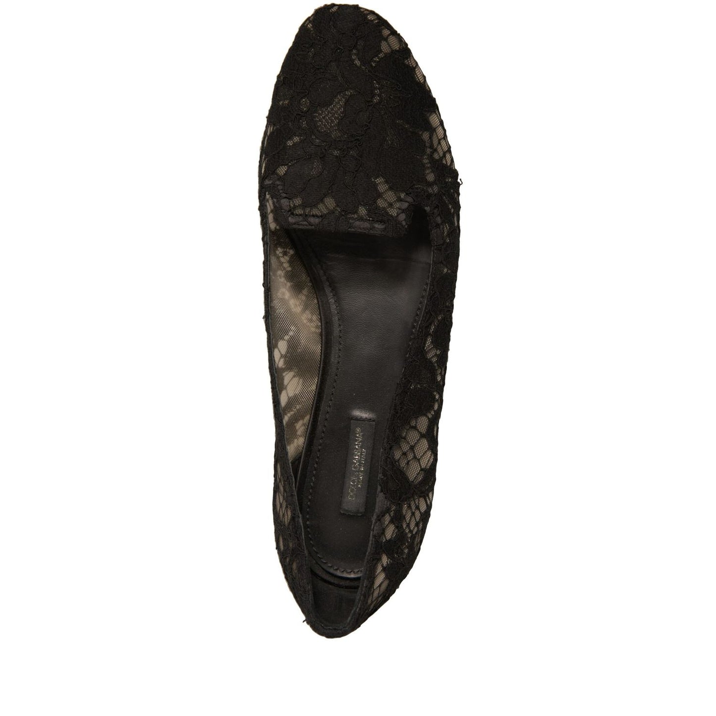 Dolce & Gabbana Black Taormina Lace Slip On Flats Shoes