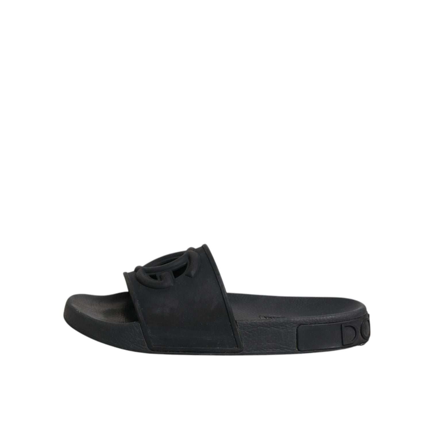Dolce & Gabbana Black Rubber Slides Sandals Beachwear Shoes