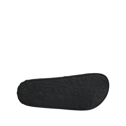 Dolce & Gabbana Black Rubber Slides Sandals Beachwear Shoes
