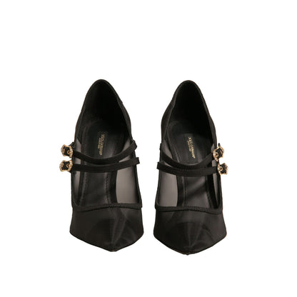 Dolce & Gabbana Black Mesh Mary Jane High Heels Pumps Shoes