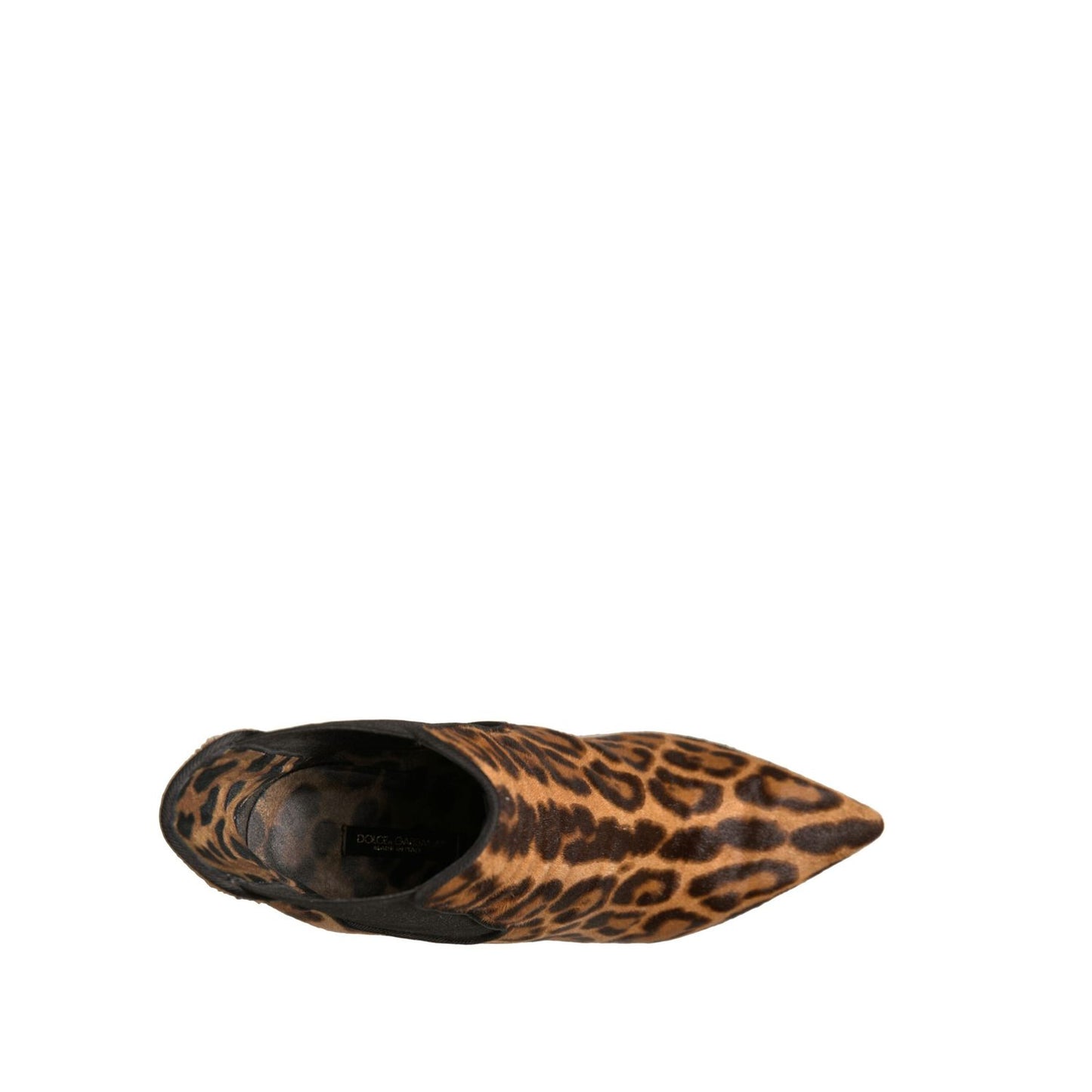 Dolce & Gabbana Brown Leopard Leather Stretch Heels Boots Shoes