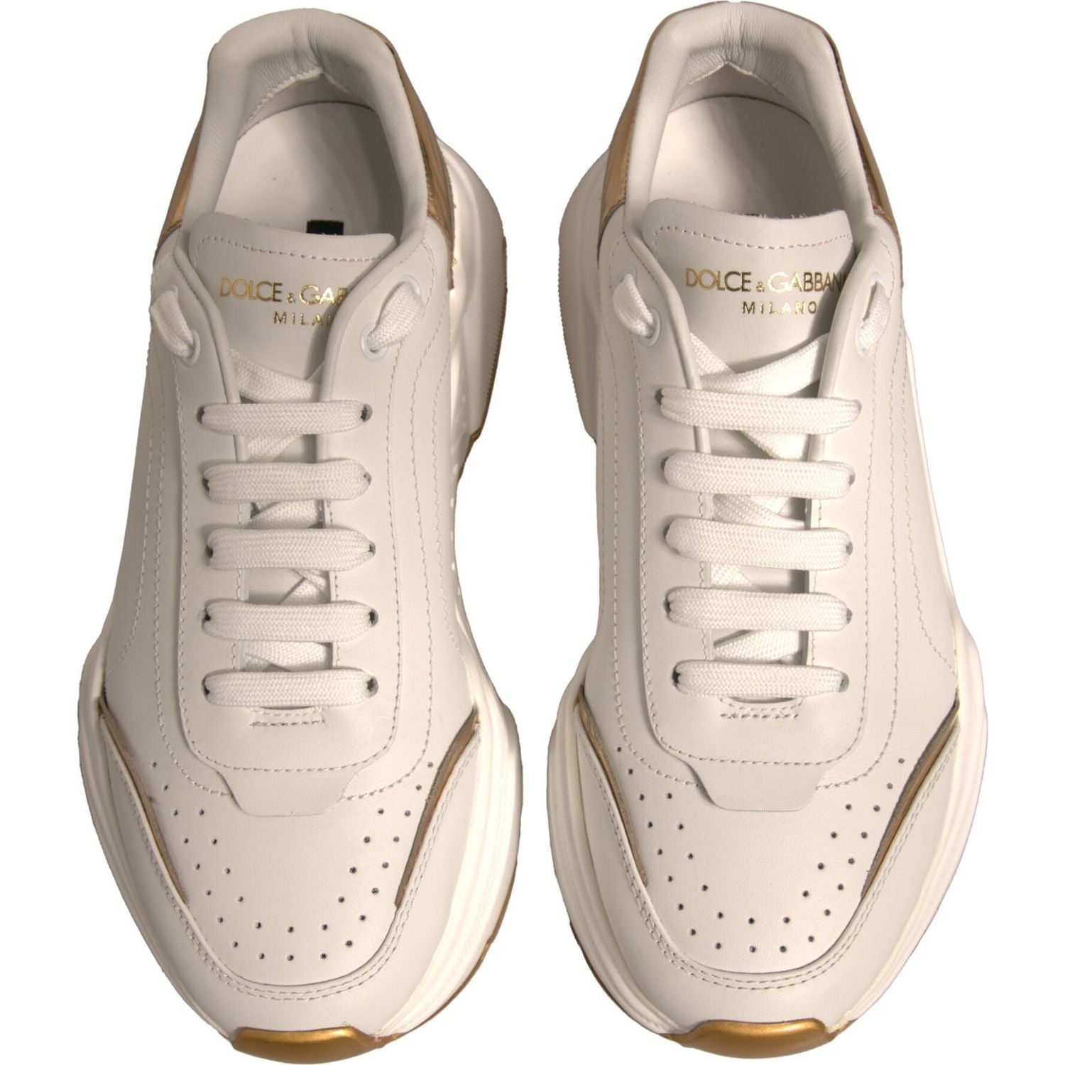 Dolce & Gabbana White Gold Daymaster Low Top Sneakers Shoes