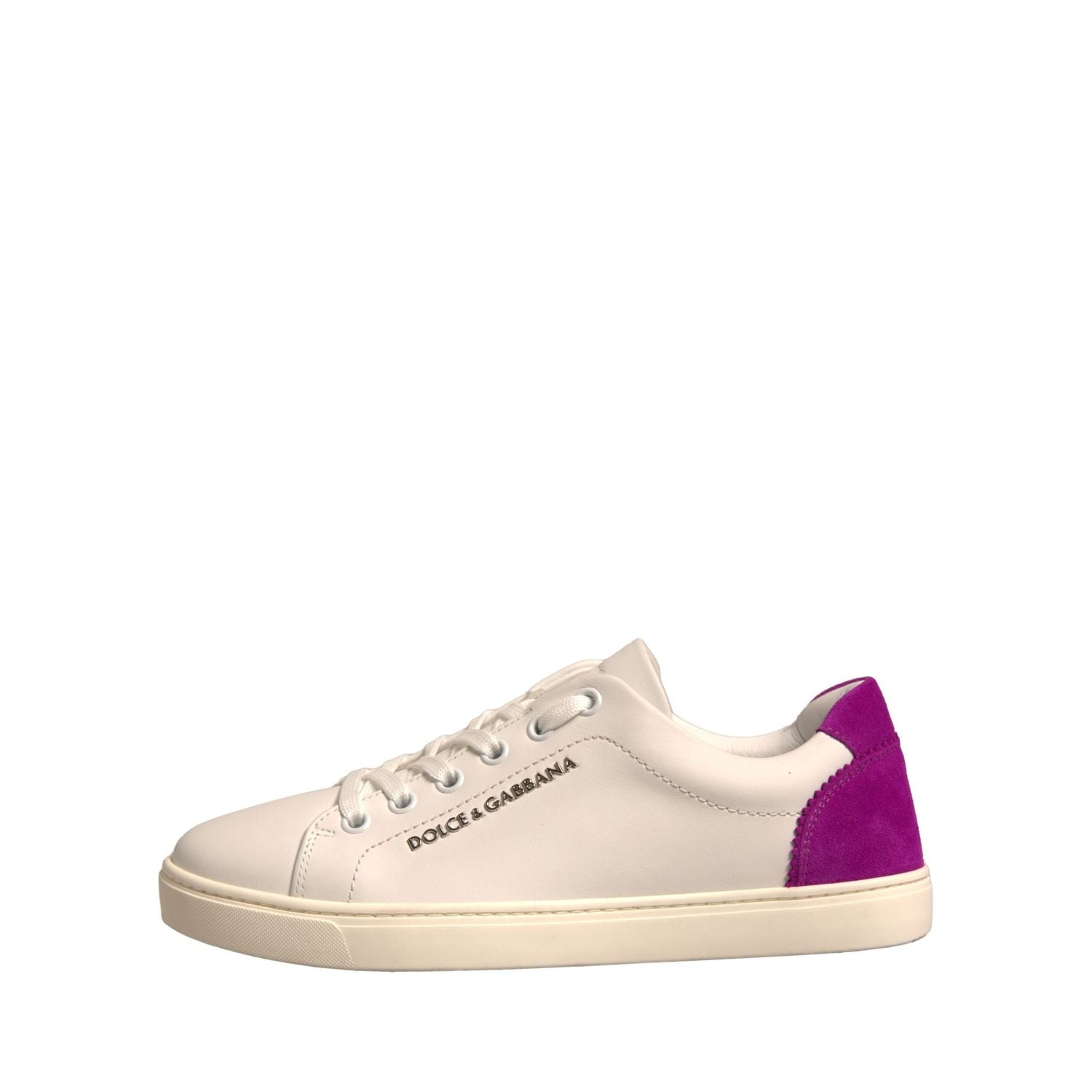 Dolce & Gabbana White Suede Leather Low Top Sneakers Shoes