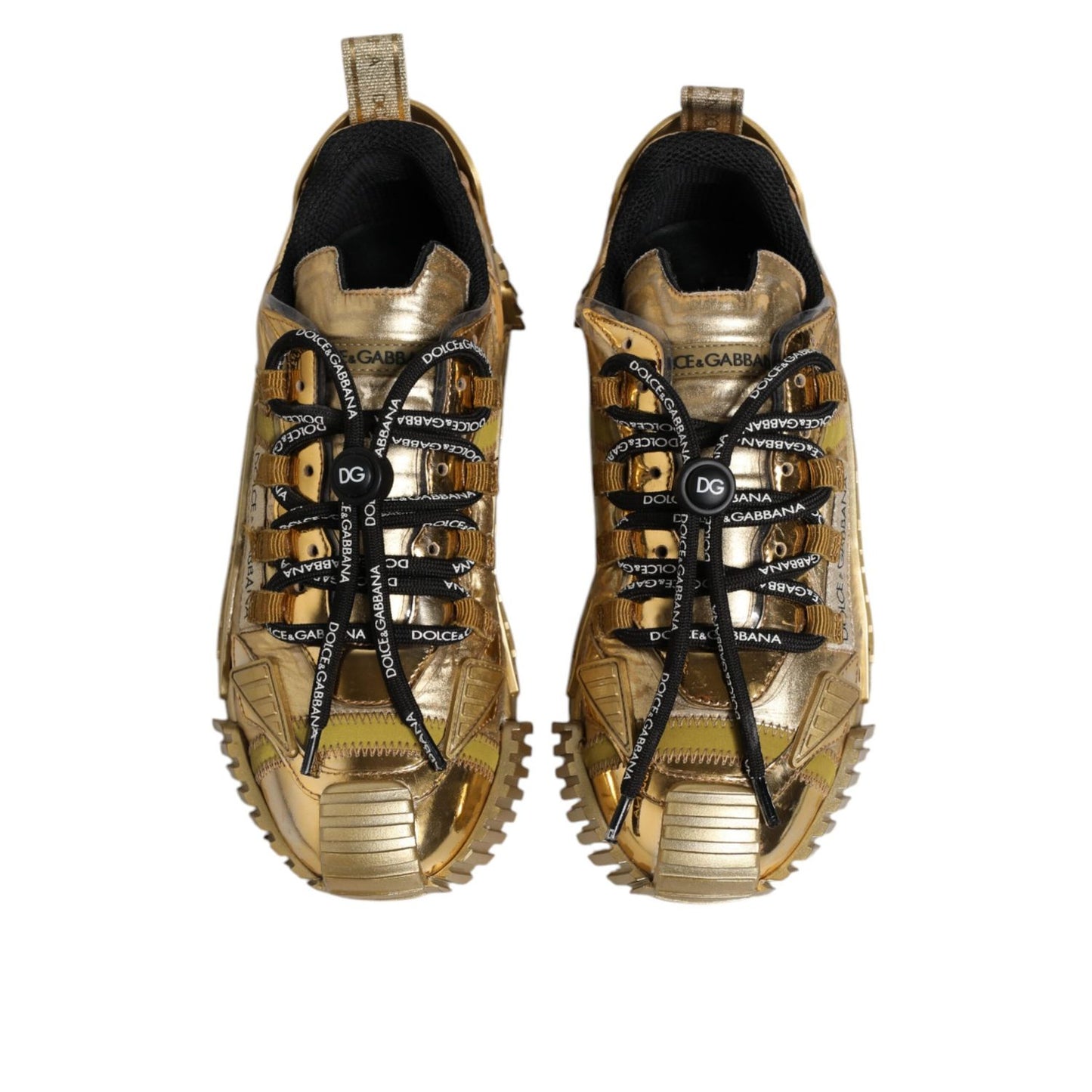 Dolce & Gabbana Gold Stretch Lace Up NS1 Sneakers Shoes