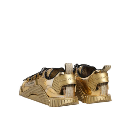 Dolce & Gabbana Gold Stretch Lace Up NS1 Sneakers Shoes
