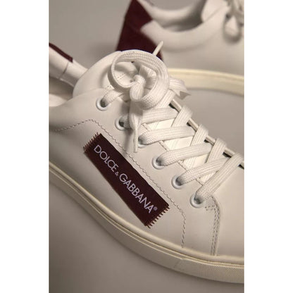 Dolce & Gabbana White Suede Leather Low Top Sneakers Shoes