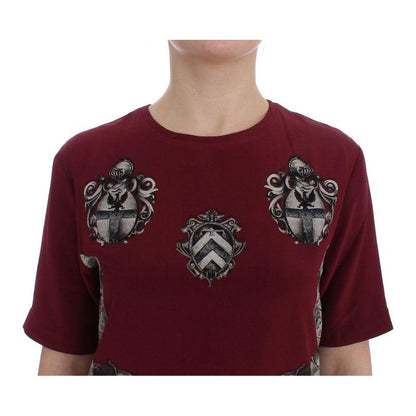 Dolce & Gabbana Red Knight Print Silk Blouse T-shirt