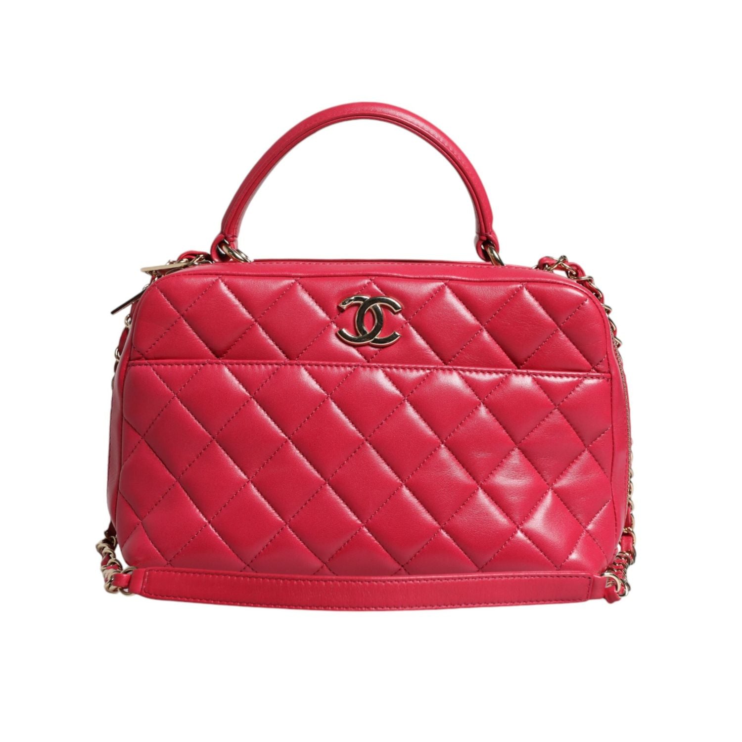 Chanel Pink Seal Matelasse Chain CC Lamb Skin Leather Bag