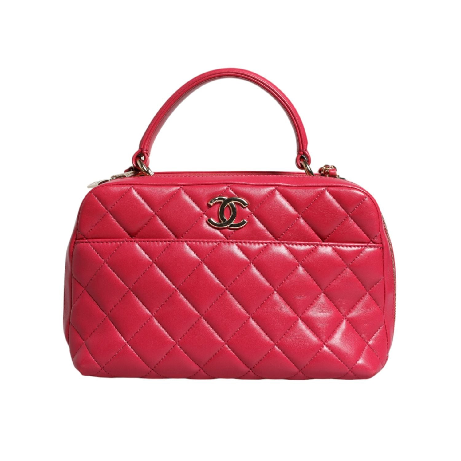 Chanel Pink Seal Matelasse Chain CC Lamb Skin Leather Bag
