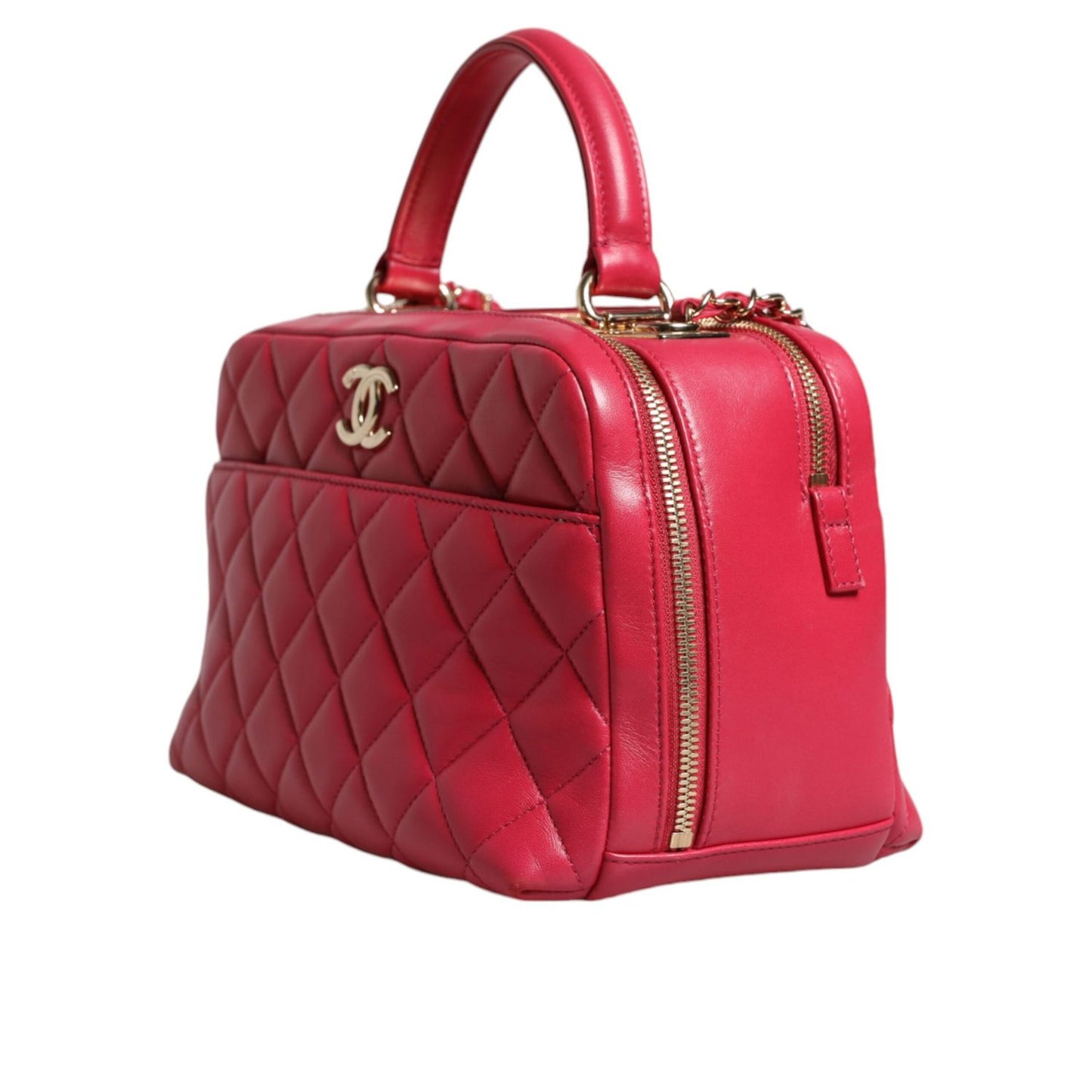 Chanel Pink Seal Matelasse Chain CC Lamb Skin Leather Bag