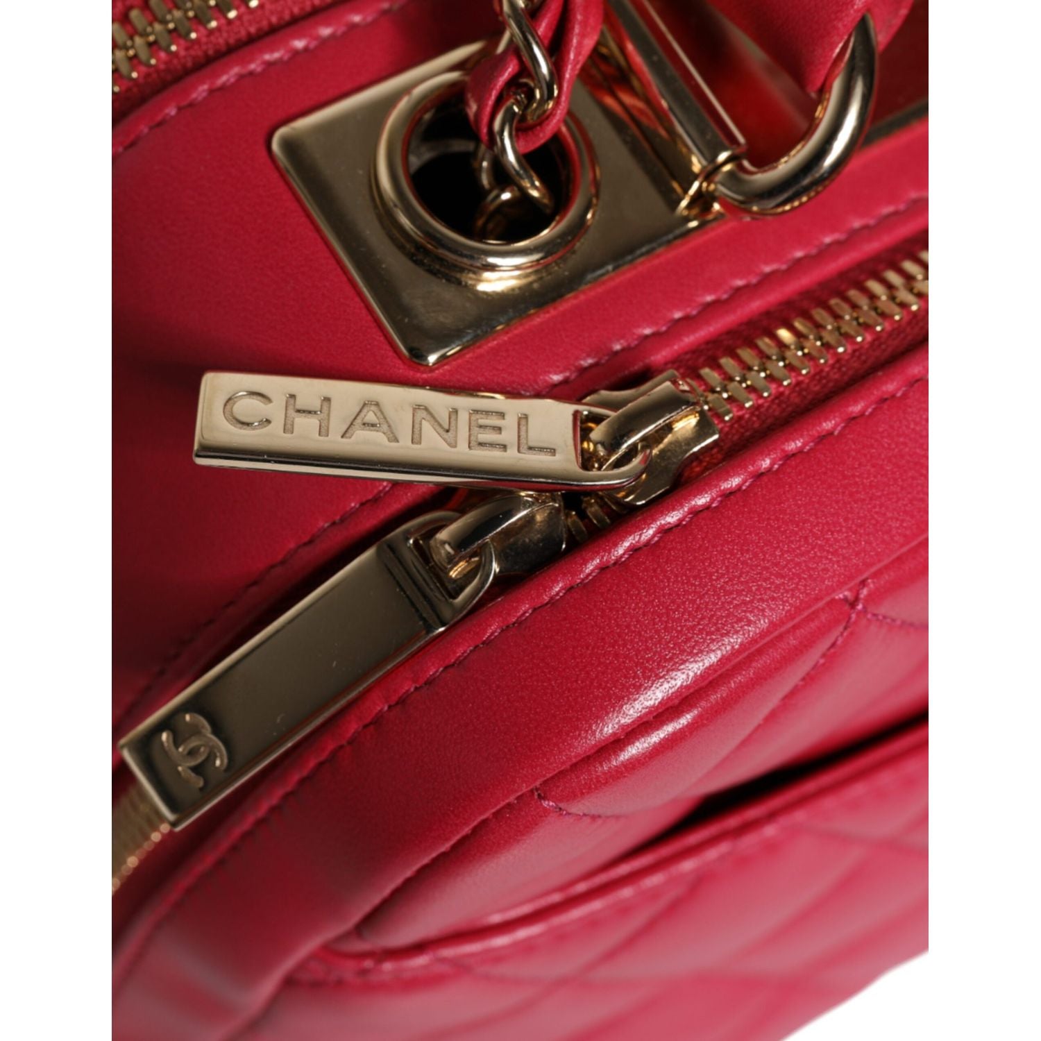 Chanel Pink Seal Matelasse Chain CC Lamb Skin Leather Bag