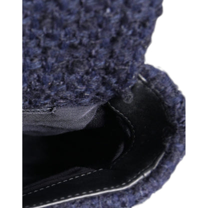 Chanel Dark Blue Medium Flap Tweed CC Gold Gray Chain Shoulder Bag