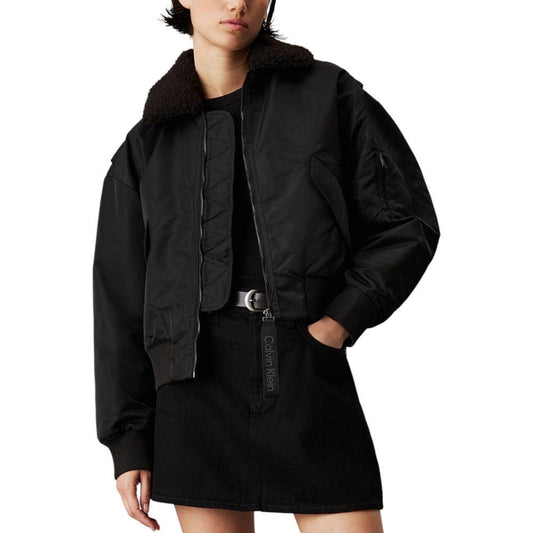 Calvin Klein Jeans Black Polyester Jackets & Coat Calvin Klein Jeans Black