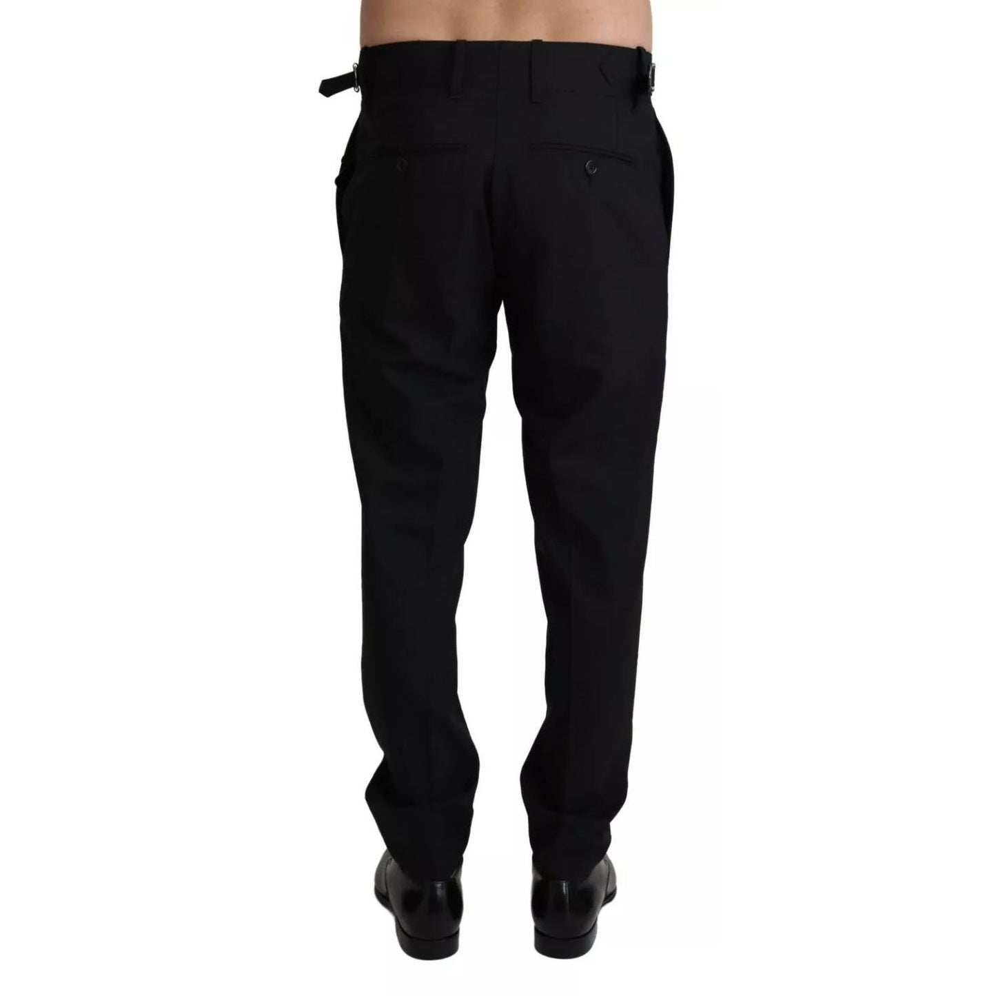 Dolce & Gabbana Black Wool Stretch Dress Trouser Pants