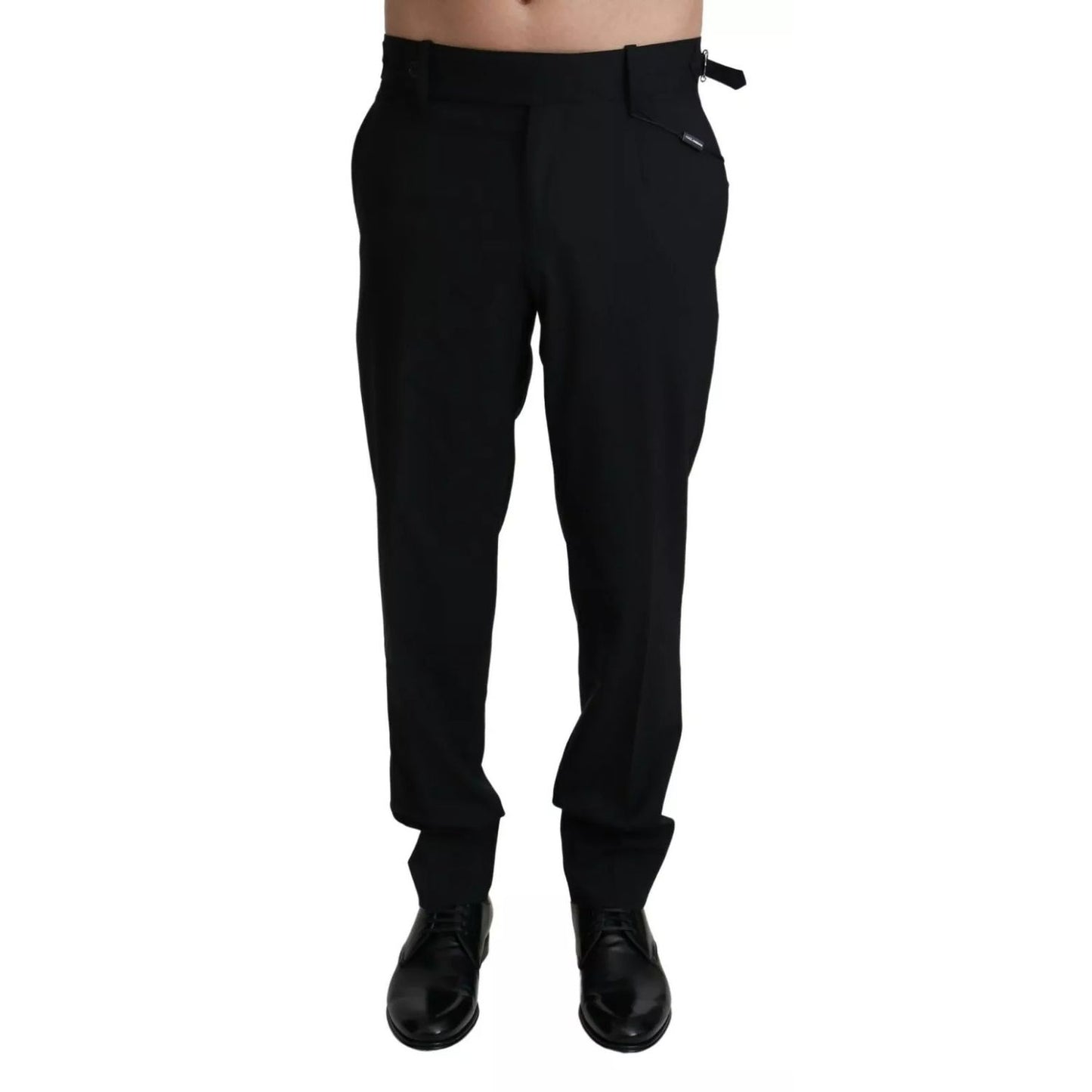 Dolce & Gabbana Black Wool Stretch Dress Trouser Pants